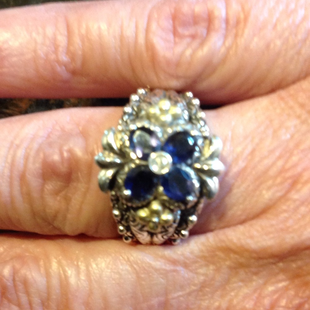 Barbara Bixby Sterling and Gemstone Flower Ring 8